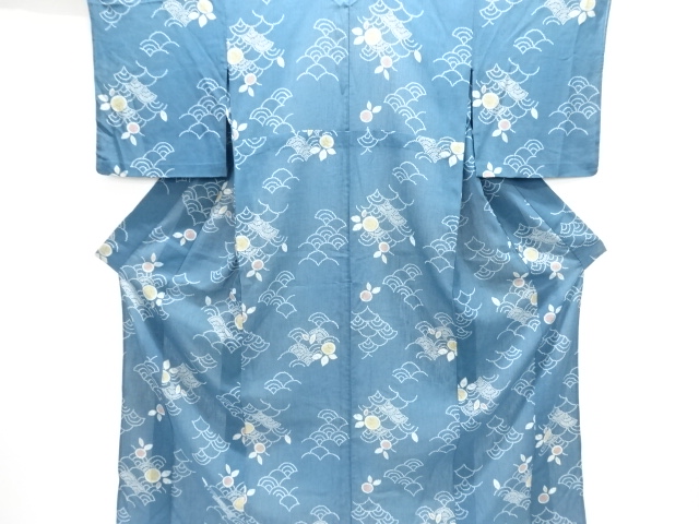 透かし織　青海波に辻ヶ花模様小紋着物